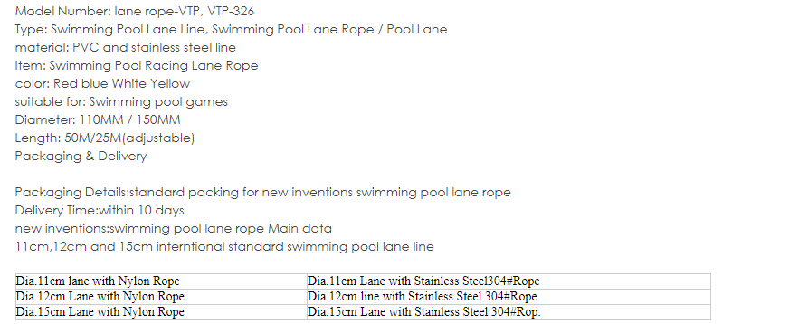 Lane Rope Details