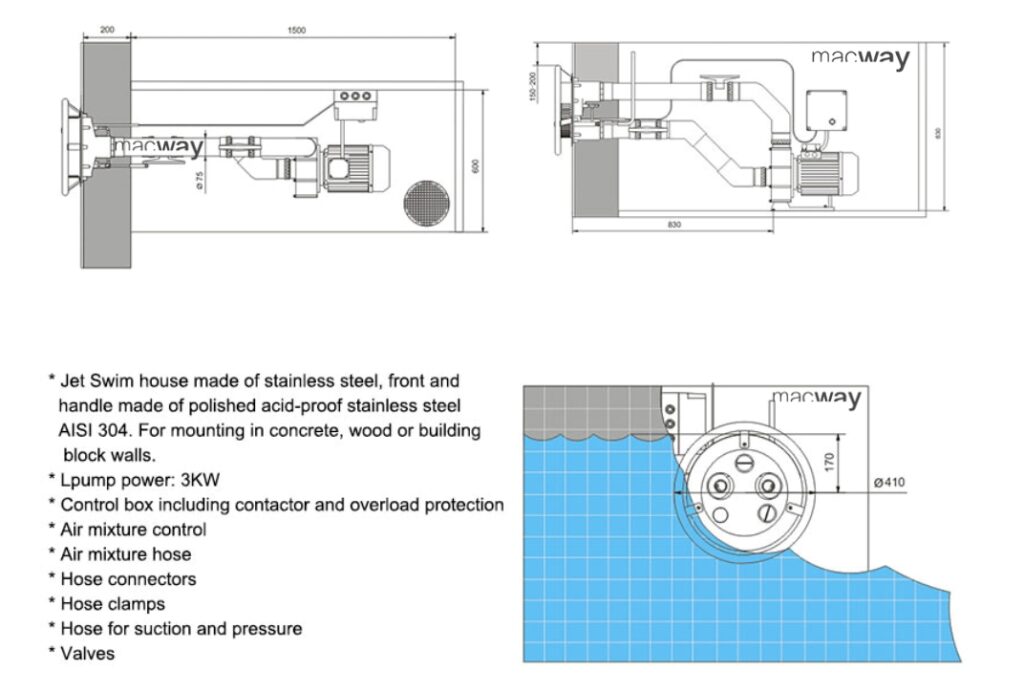 Swimming Pool Jet Pump Diagram With Dimension